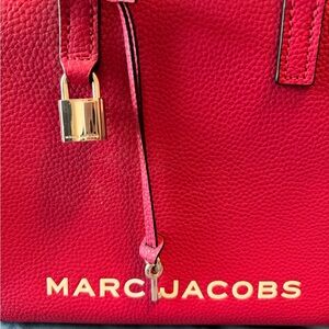 Marc Jacobs Bright Pink Pebbled Leather Tote with Silver Hardware